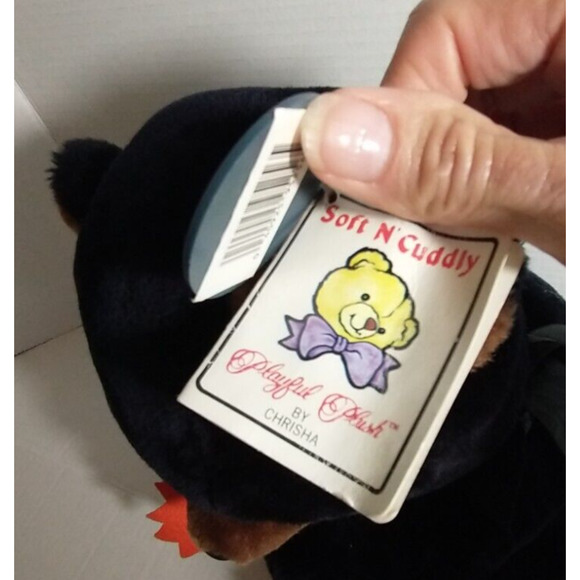 Vintage Chrisha Playful Plush Black bear with pumpkin 1988 With Tags - Picture 7 of 12